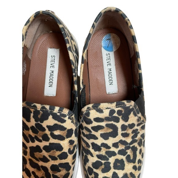 Steve Madden Womens 7.5 Safary Sneakers Leopard Print Slip On Flat Shoes - Picture 3 of 10